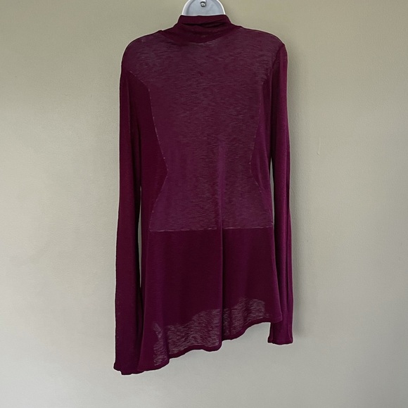 Three Dots Asymmetrical Turtleneck Wool-Blend Top - Picture 4 of 6